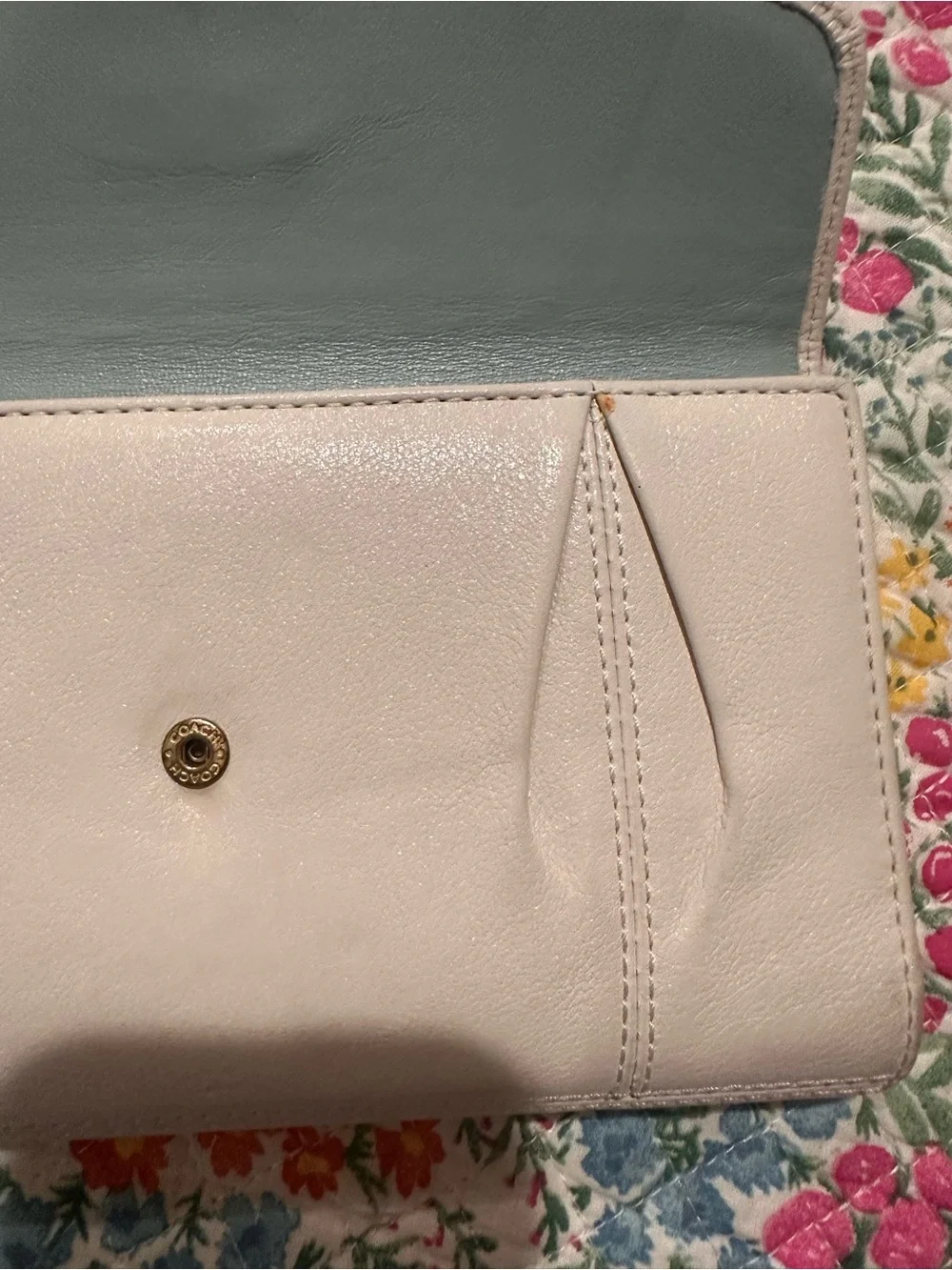 RARE Coach Madison Pleated Leather Wallet Clutch in Cream